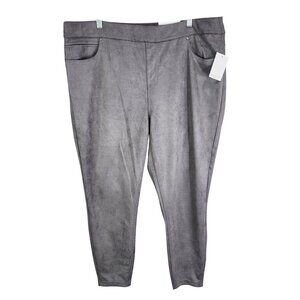 Womens Westbound Gray Faux Suede Pants The High Rise Fit Stretch Size 22W